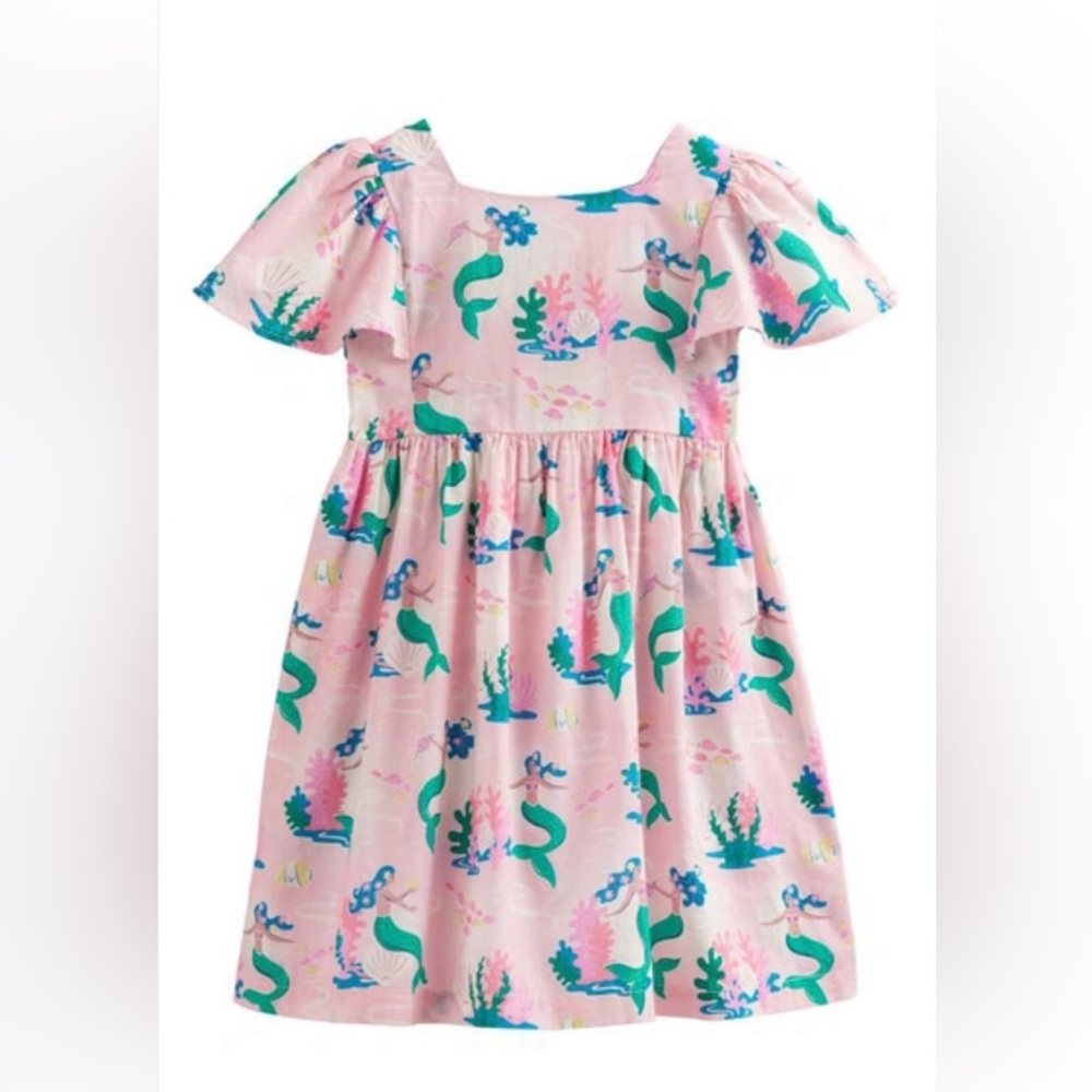 Mini Boden Pink Dress with Mermaid and Seaweed Print
